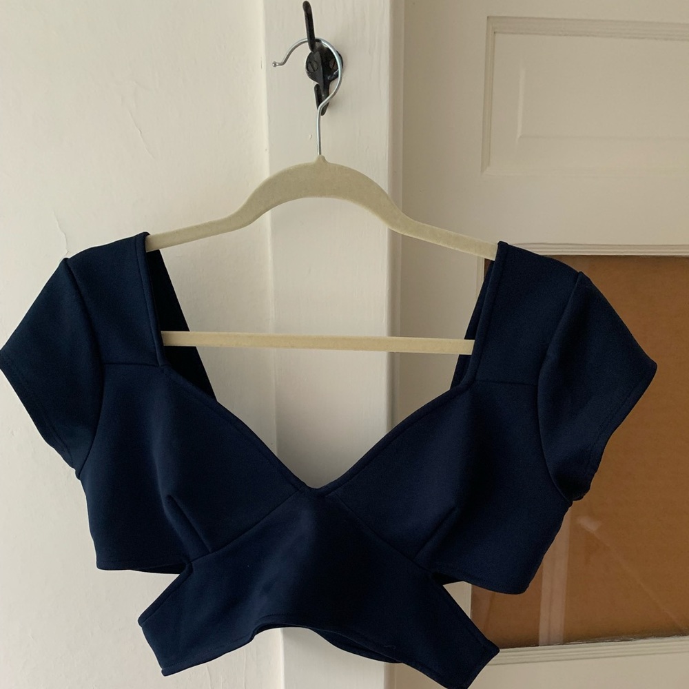 Nasty Gal Navy Cropped Top